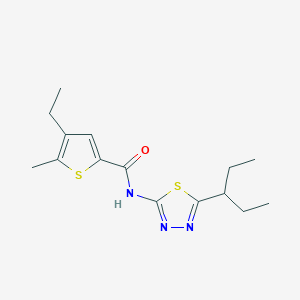 molecular formula C15H21N3OS2 B7519631 4-ethyl-5-methyl-N-(5-pentan-3-yl-1,3,4-thiadiazol-2-yl)thiophene-2-carboxamide 