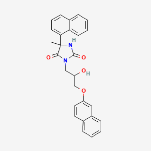 molecular formula C27H24N2O4 B7519642 3-(2-Hydroxy-3-naphthalen-2-yloxypropyl)-5-methyl-5-naphthalen-1-ylimidazolidine-2,4-dione 