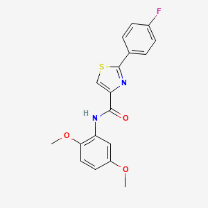 molecular formula C18H15FN2O3S B7519709 N-(2,5-dimethoxyphenyl)-2-(4-fluorophenyl)-1,3-thiazole-4-carboxamide 