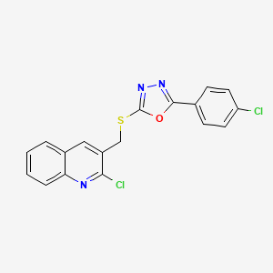 2-(4-Chlorophenyl)-5-[(2-chloroquinolin-3-yl)methylsulfanyl]-1,3,4-oxadiazole