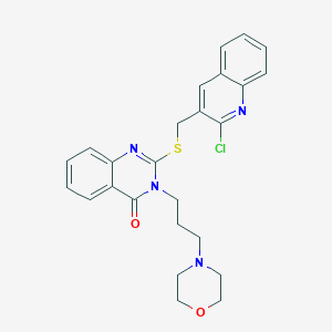 molecular formula C25H25ClN4O2S B7519742 2-[(2-Chloroquinolin-3-yl)methylsulfanyl]-3-(3-morpholin-4-ylpropyl)quinazolin-4-one 