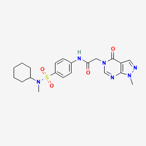 molecular formula C21H26N6O4S B7519769 N-[4-[cyclohexyl(methyl)sulfamoyl]phenyl]-2-(1-methyl-4-oxopyrazolo[3,4-d]pyrimidin-5-yl)acetamide 