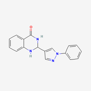 molecular formula C17H14N4O B7519797 2-(1-phenylpyrazol-4-yl)-2,3-dihydro-1H-quinazolin-4-one 