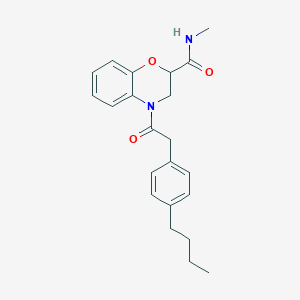 molecular formula C22H26N2O3 B7519881 4-[2-(4-butylphenyl)acetyl]-N-methyl-2,3-dihydro-1,4-benzoxazine-2-carboxamide 