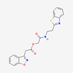 molecular formula C20H17N3O4S B7519929 [2-[2-(1,3-Benzothiazol-2-yl)ethylamino]-2-oxoethyl] 2-(1,2-benzoxazol-3-yl)acetate 