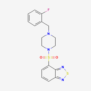 molecular formula C17H17FN4O2S2 B7520026 4-[4-[(2-Fluorophenyl)methyl]piperazin-1-yl]sulfonyl-2,1,3-benzothiadiazole 