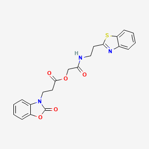 molecular formula C21H19N3O5S B7520073 [2-[2-(1,3-Benzothiazol-2-yl)ethylamino]-2-oxoethyl] 3-(2-oxo-1,3-benzoxazol-3-yl)propanoate 