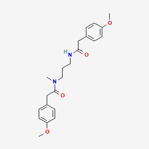 molecular formula C22H28N2O4 B7520077 2-(4-methoxyphenyl)-N-[3-[[2-(4-methoxyphenyl)acetyl]-methylamino]propyl]acetamide 