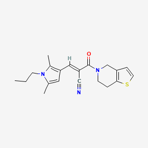 (E)-2-(6,7-dihydro-4H-thieno[3,2-c]pyridine-5-carbonyl)-3-(2,5-dimethyl-1-propylpyrrol-3-yl)prop-2-enenitrile