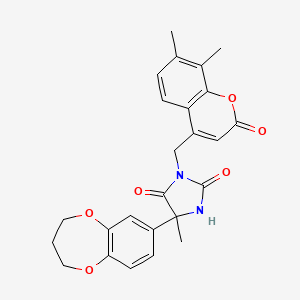 molecular formula C25H24N2O6 B7520131 5-(3,4-dihydro-2H-1,5-benzodioxepin-7-yl)-3-[(7,8-dimethyl-2-oxochromen-4-yl)methyl]-5-methylimidazolidine-2,4-dione 