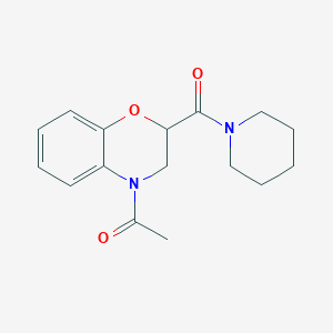 molecular formula C16H20N2O3 B7520161 1-[2-(Piperidine-1-carbonyl)-2,3-dihydro-1,4-benzoxazin-4-yl]ethanone 