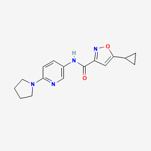 molecular formula C16H18N4O2 B7520168 5-cyclopropyl-N-(6-pyrrolidin-1-ylpyridin-3-yl)-1,2-oxazole-3-carboxamide 