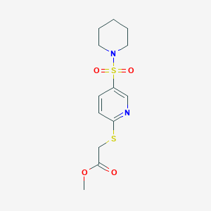 molecular formula C13H18N2O4S2 B7520185 Methyl 2-(5-piperidin-1-ylsulfonylpyridin-2-yl)sulfanylacetate 