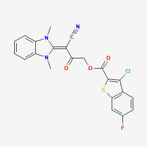 molecular formula C22H15ClFN3O3S B7520190 [3-Cyano-3-(1,3-dimethylbenzimidazol-2-ylidene)-2-oxopropyl] 3-chloro-6-fluoro-1-benzothiophene-2-carboxylate 