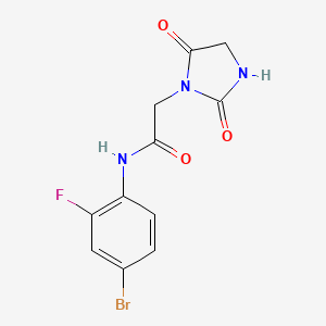 molecular formula C11H9BrFN3O3 B7520251 N-(4-bromo-2-fluorophenyl)-2-(2,5-dioxoimidazolidin-1-yl)acetamide 