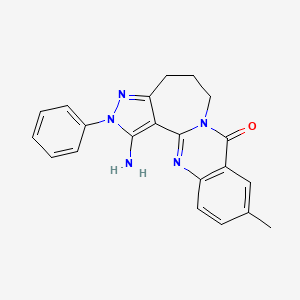 3-Amino-14-methyl-4-phenyl-4,5,10,18-tetrazatetracyclo[8.8.0.02,6.012,17]octadeca-1(18),2,5,12(17),13,15-hexaen-11-one