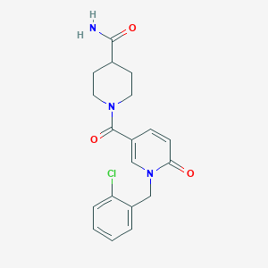 1-[1-[(2-Chlorophenyl)methyl]-6-oxopyridine-3-carbonyl]piperidine-4-carboxamide