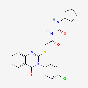 molecular formula C22H21ClN4O3S B7520311 2-[3-(4-chlorophenyl)-4-oxoquinazolin-2-yl]sulfanyl-N-(cyclopentylcarbamoyl)acetamide 