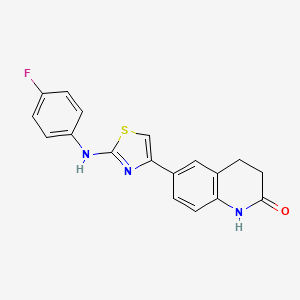 molecular formula C18H14FN3OS B7520369 6-[2-(4-fluoroanilino)-1,3-thiazol-4-yl]-3,4-dihydro-1H-quinolin-2-one 