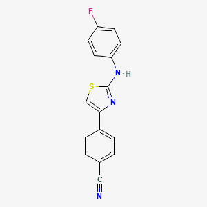 molecular formula C16H10FN3S B7520370 4-[2-(4-Fluoroanilino)-1,3-thiazol-4-yl]benzonitrile 