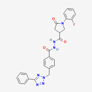 molecular formula C26H22FN7O3 B7520383 1-(2-fluorophenyl)-5-oxo-N'-[4-[(5-phenyltetrazol-2-yl)methyl]benzoyl]pyrrolidine-3-carbohydrazide 