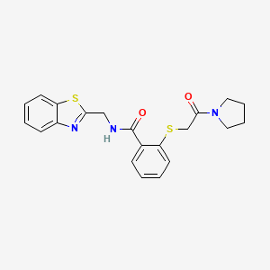 N-(1,3-benzothiazol-2-ylmethyl)-2-(2-oxo-2-pyrrolidin-1-ylethyl)sulfanylbenzamide