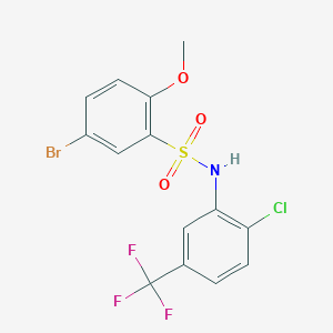 molecular formula C14H10BrClF3NO3S B7520557 5-bromo-N-[2-chloro-5-(trifluoromethyl)phenyl]-2-methoxybenzenesulfonamide 