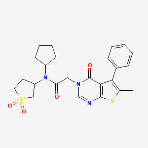 molecular formula C24H27N3O4S2 B7520581 N-cyclopentyl-N-(1,1-dioxothiolan-3-yl)-2-(6-methyl-4-oxo-5-phenylthieno[2,3-d]pyrimidin-3-yl)acetamide 