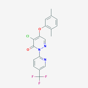 molecular formula C18H13ClF3N3O2 B7520631 4-Chloro-5-(2,5-dimethylphenoxy)-2-[5-(trifluoromethyl)pyridin-2-yl]pyridazin-3-one 