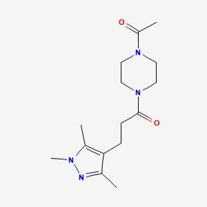 molecular formula C15H24N4O2 B7520648 1-(4-Acetylpiperazin-1-yl)-3-(1,3,5-trimethylpyrazol-4-yl)propan-1-one 