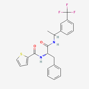 molecular formula C23H21F3N2O2S B7520746 N-[(2S)-1-oxo-3-phenyl-1-[1-[3-(trifluoromethyl)phenyl]ethylamino]propan-2-yl]thiophene-2-carboxamide 