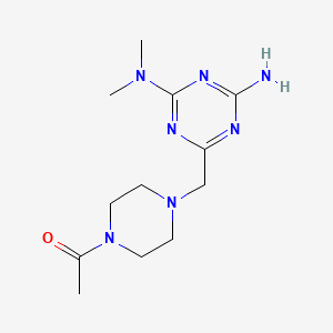 molecular formula C12H21N7O B7520866 1-[4-[[4-Amino-6-(dimethylamino)-1,3,5-triazin-2-yl]methyl]piperazin-1-yl]ethanone 