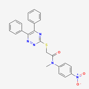 molecular formula C24H19N5O3S B7520941 2-[(5,6-diphenyl-1,2,4-triazin-3-yl)sulfanyl]-N-methyl-N-(4-nitrophenyl)acetamide 