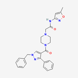 2-[4-(1-benzyl-3-phenylpyrazole-4-carbonyl)piperazin-1-yl]-N-(5-methyl-1,2-oxazol-3-yl)acetamide