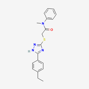 molecular formula C19H20N4OS B7521069 2-[[5-(4-ethylphenyl)-1H-1,2,4-triazol-3-yl]sulfanyl]-N-methyl-N-phenylacetamide 