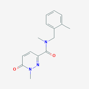 molecular formula C15H17N3O2 B7521122 N,1-dimethyl-N-[(2-methylphenyl)methyl]-6-oxopyridazine-3-carboxamide 