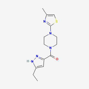 molecular formula C14H19N5OS B7521145 (5-ethyl-1H-pyrazol-3-yl)-[4-(4-methyl-1,3-thiazol-2-yl)piperazin-1-yl]methanone 