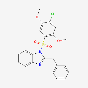 molecular formula C22H19ClN2O4S B7521157 2-benzyl-1-(4-chloro-2,5-dimethoxybenzenesulfonyl)-1H-1,3-benzodiazole 