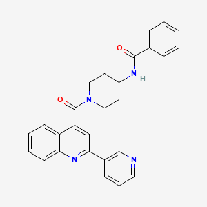 molecular formula C27H24N4O2 B7521175 N-[1-(2-pyridin-3-ylquinoline-4-carbonyl)piperidin-4-yl]benzamide 