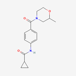 molecular formula C16H20N2O3 B7521190 N-[4-(2-methylmorpholine-4-carbonyl)phenyl]cyclopropanecarboxamide 