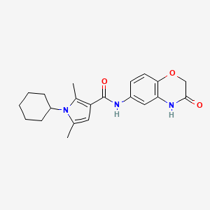 molecular formula C21H25N3O3 B7521228 1-cyclohexyl-2,5-dimethyl-N-(3-oxo-4H-1,4-benzoxazin-6-yl)pyrrole-3-carboxamide 