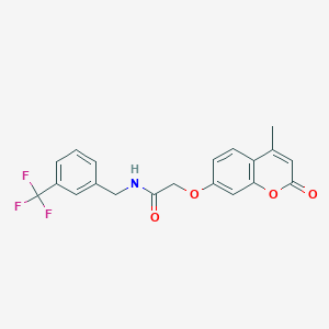 molecular formula C20H16F3NO4 B7521299 2-(4-methyl-2-oxochromen-7-yl)oxy-N-[[3-(trifluoromethyl)phenyl]methyl]acetamide 