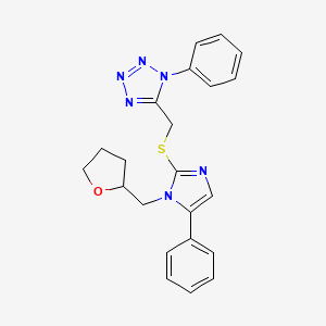 molecular formula C22H22N6OS B7521360 5-[[1-(Oxolan-2-ylmethyl)-5-phenylimidazol-2-yl]sulfanylmethyl]-1-phenyltetrazole 