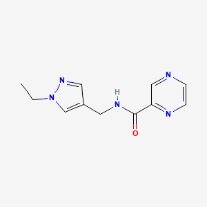 molecular formula C11H13N5O B7521399 N-[(1-ethylpyrazol-4-yl)methyl]pyrazine-2-carboxamide 