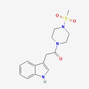 molecular formula C15H19N3O3S B7521459 2-(1H-indol-3-yl)-1-(4-methylsulfonylpiperazin-1-yl)ethanone 