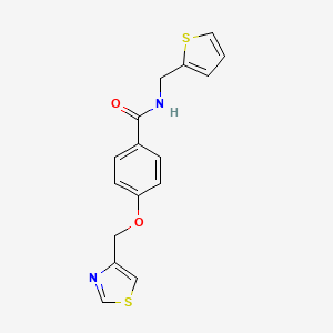 molecular formula C16H14N2O2S2 B7521484 4-(1,3-thiazol-4-ylmethoxy)-N-(thiophen-2-ylmethyl)benzamide 