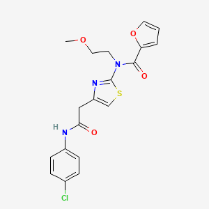 molecular formula C19H18ClN3O4S B7521502 N-[4-[2-(4-chloroanilino)-2-oxoethyl]-1,3-thiazol-2-yl]-N-(2-methoxyethyl)furan-2-carboxamide 