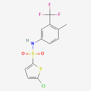 molecular formula C12H9ClF3NO2S2 B7521530 5-chloro-N-[4-methyl-3-(trifluoromethyl)phenyl]thiophene-2-sulfonamide 