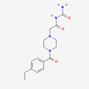 molecular formula C16H22N4O3 B7521571 N-carbamoyl-2-[4-(4-ethylbenzoyl)piperazin-1-yl]acetamide 