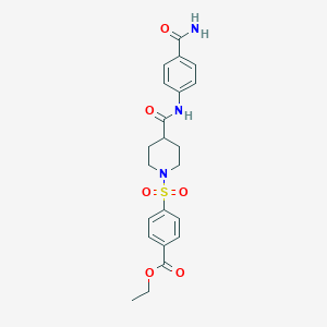 Ethyl 4-[4-[(4-carbamoylphenyl)carbamoyl]piperidin-1-yl]sulfonylbenzoate